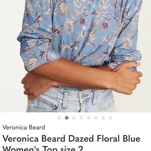 Veronica Beard Dazed Floral Blue Shirt worn once. Great condition